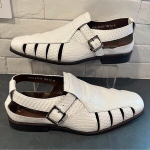 Stacy Adams sz 12 Calzada white leather woven haurache dress sandals
